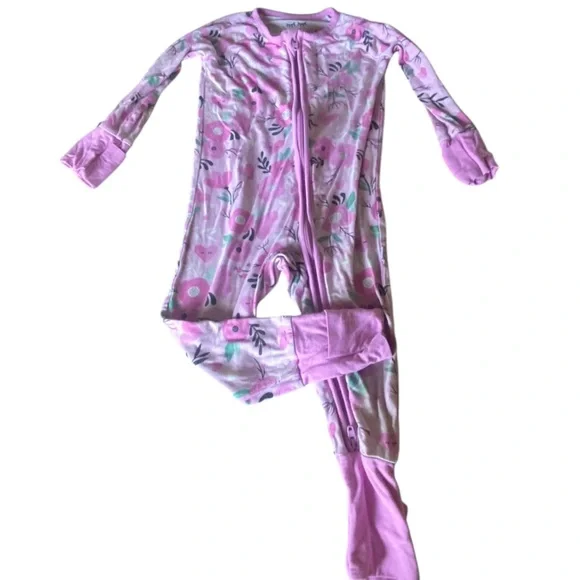 Little Sleepies Pink Wildflower Convertible Zippy Sz 3-6 months - Picture 2 of 7